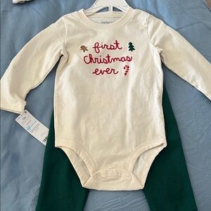 Carter's Cream and Green Christmas Outfit